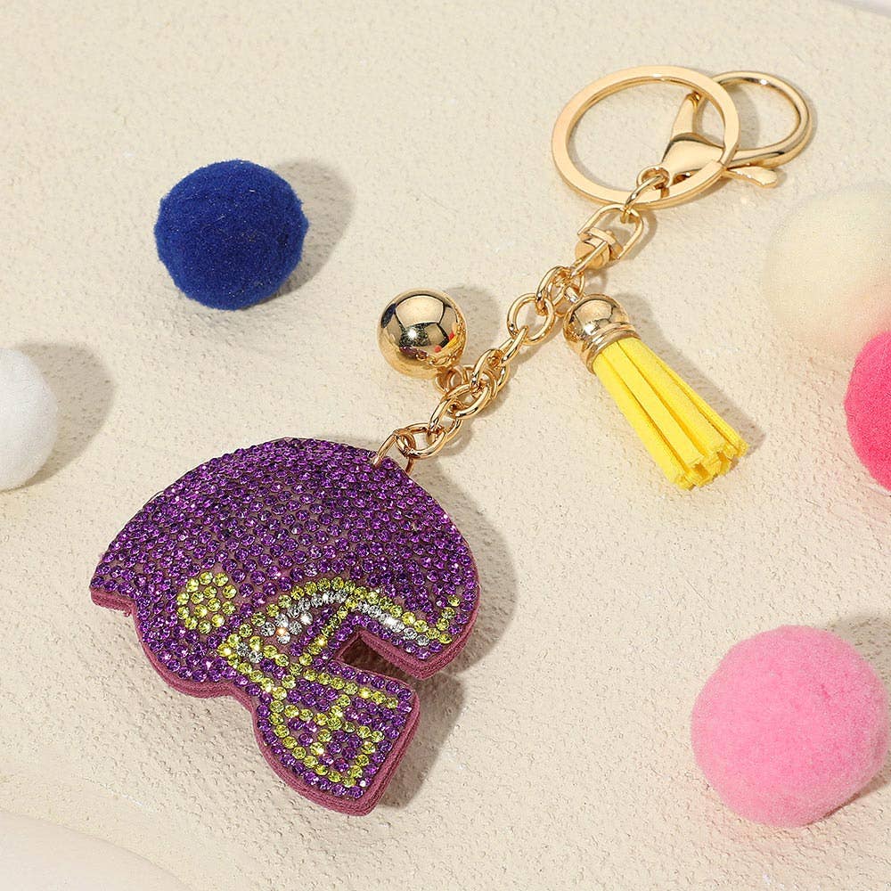 SKOL Bling Studded Football Helmet Keychain/Bag Charm