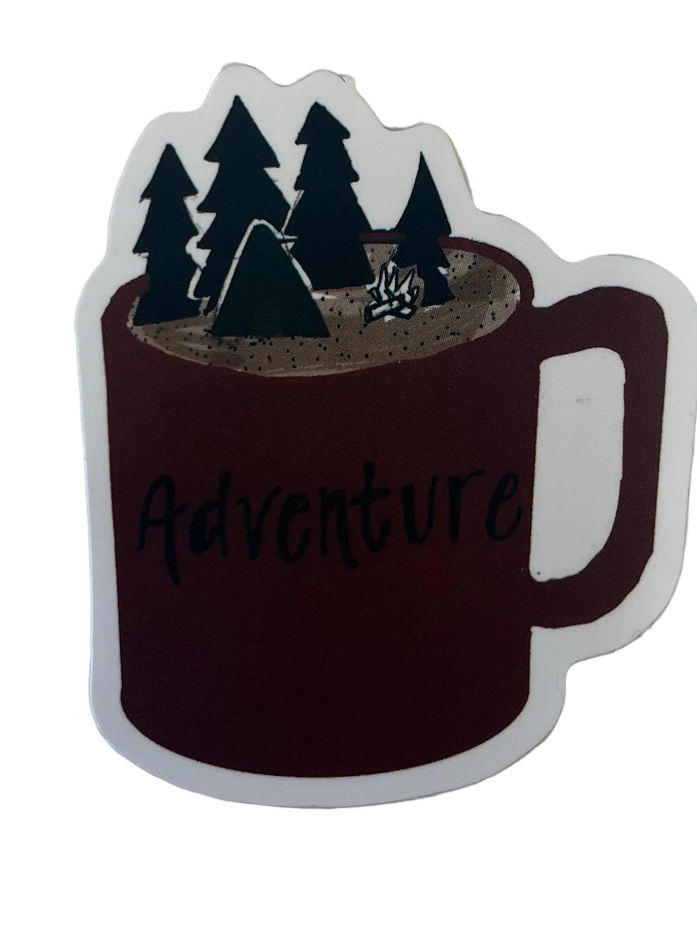 Adventure Mug With Trees Vinyl Sticker