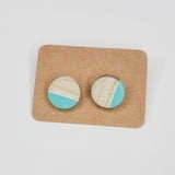 Lime Wood Stud Earrings