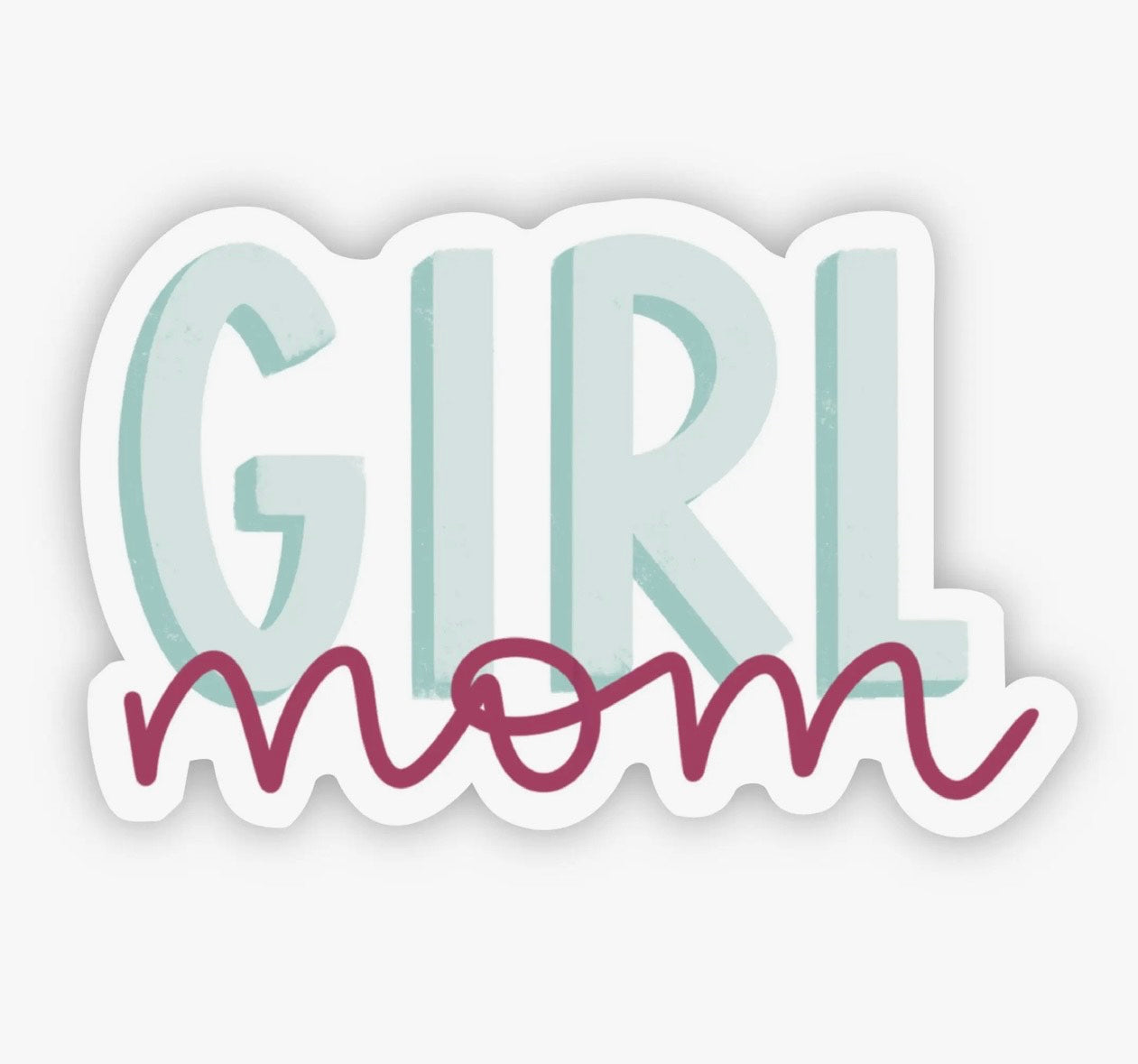 Teal & Fuchsia Girl Mom Vinyl Sticker