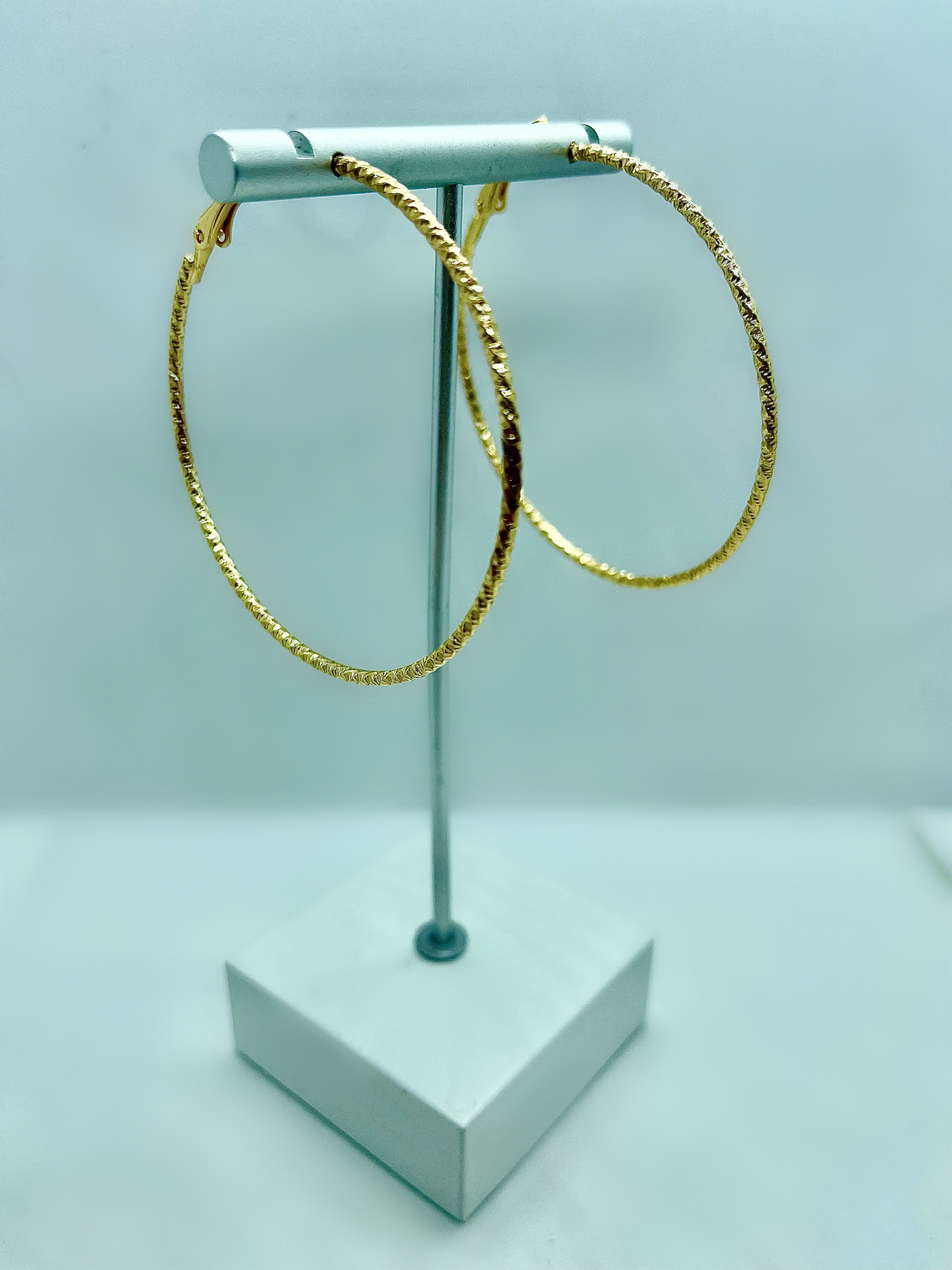 Large Textured Gold Hoops